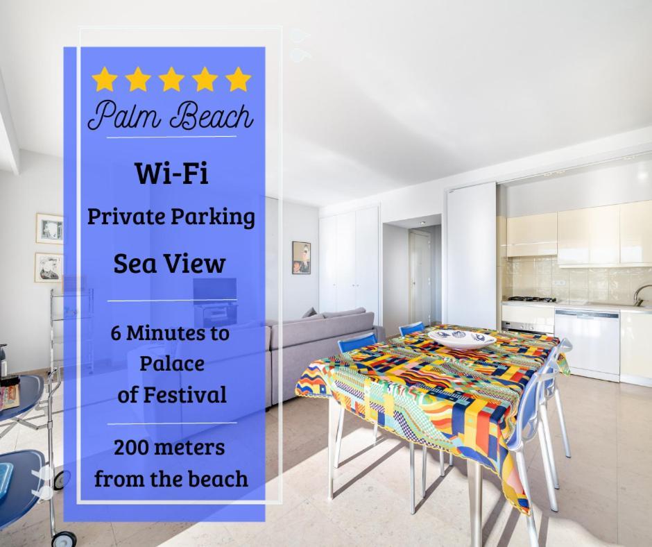 Palm Beach- Free Wifi- Parking- Sea View Apartment Cannes Luaran gambar